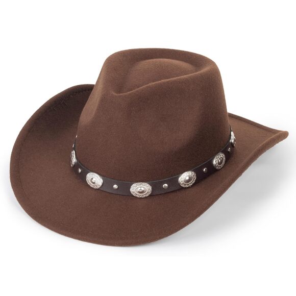 9242 Womens Classic Roll Up Western Cowboy Hat Wide Brim Felt Fedora main image 5